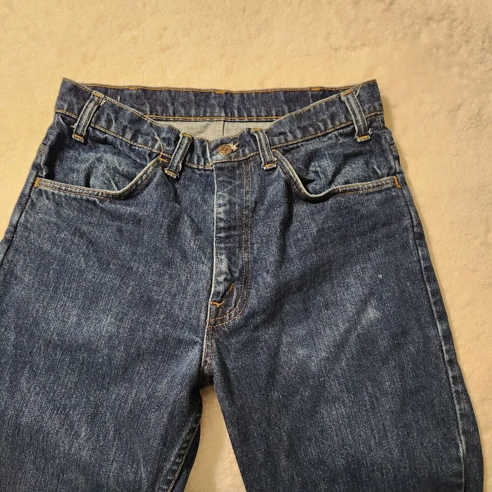 Vintage 70s Levi's 563 Orange Tab Flare Leg Talon Brass Zipper Jeans Size 29x31